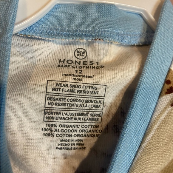 NWT Honest Baby Gender Neutral Milk And Cookies 12m 2 Pc Pajamas - Picture 4 of 4